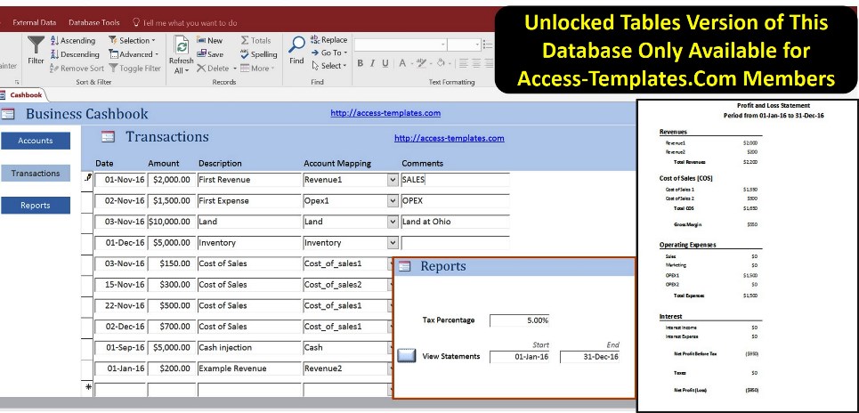 access database templates for accounting
